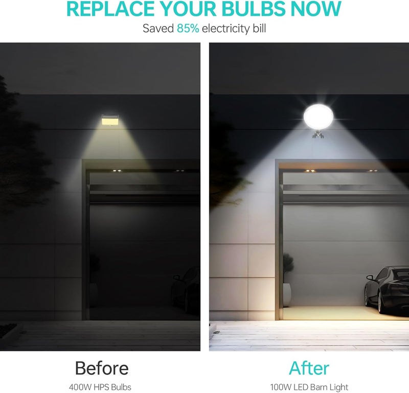 JOY ANAN LED Barn Light, 150W Dusk to Dawn LED Outdoor Light with 20000LM 6500K Daylight, IP66 Waterproof Security Exterior Street with 150°Adjustable Angle, Easy to Install-4 Pack - Image 5